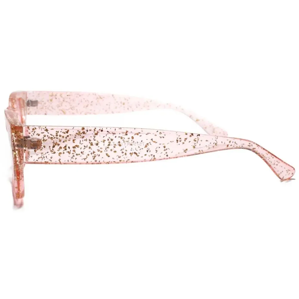Pink Glitter Rectangle Sunglasses Sparkle Crystal Frame
